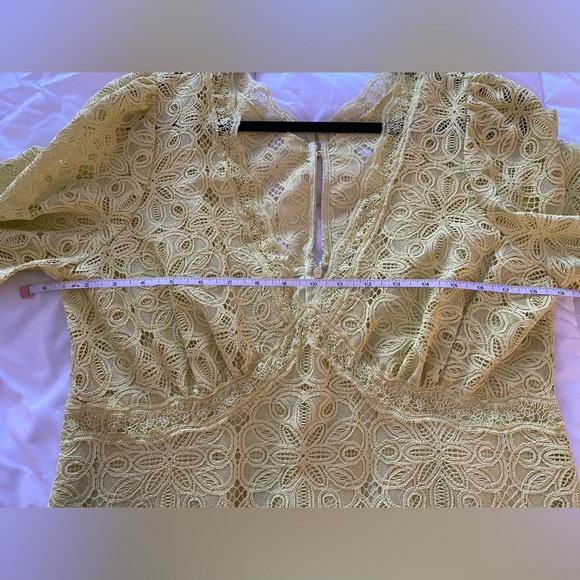 Anthropologie Lace Yellow Midi Dress - Picture 5 of 11